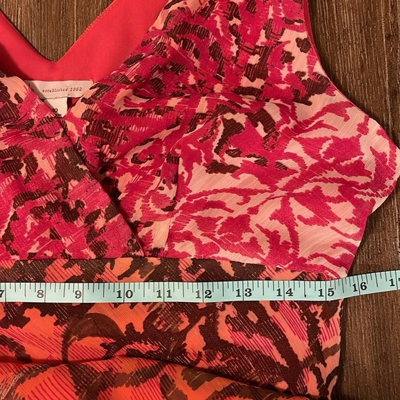 Women’s Y2K Dainty Semi Sheer Asymmetrical Flowy Sleeveless Coral Pink Maxi 10 M - Picture 4 of 9